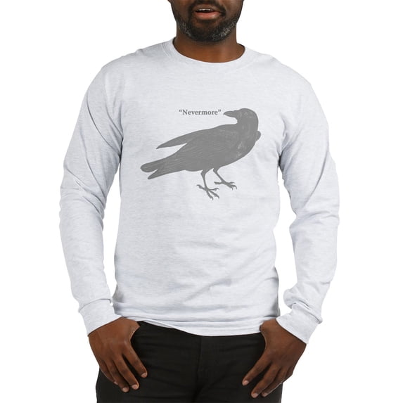 CafePress - Grey Nevermore Raven Long Sleeve T Shirt - Unisex Cotton Long Sleeve T-Shirt
