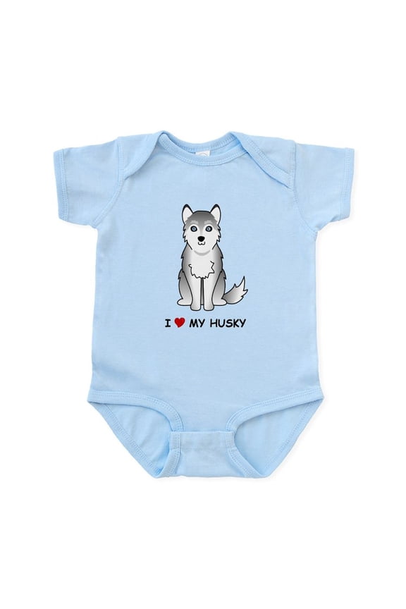 - Grey Siberian Husky Infant Bodysuit - Baby Light Bodysuit, Size Newborn - 24 Months