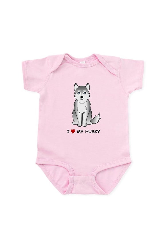 - Grey Siberian Husky Infant Bodysuit - Baby Light Bodysuit, Size Newborn - 24 Months