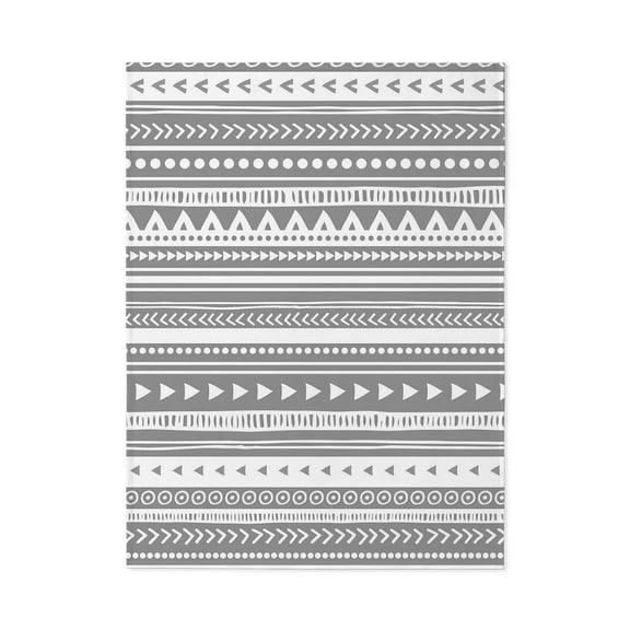 CafePress - Grey White Tribal Vintage Stripes - Large Plush Fleece Throw Blanket, 80" L x 60" W