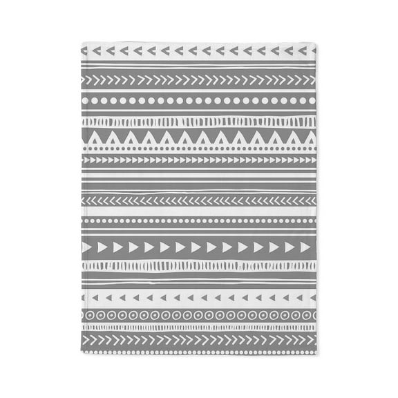 CafePress - Grey White Tribal Vintage Stripes - Soft Fleece Throw Stadium Blanket, 30"x40"