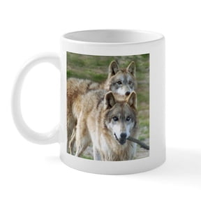 CafePress - Grey Wolves Square Photo Mug - 11 oz Ceramic Mug - Novelty Coffee Tea Cup