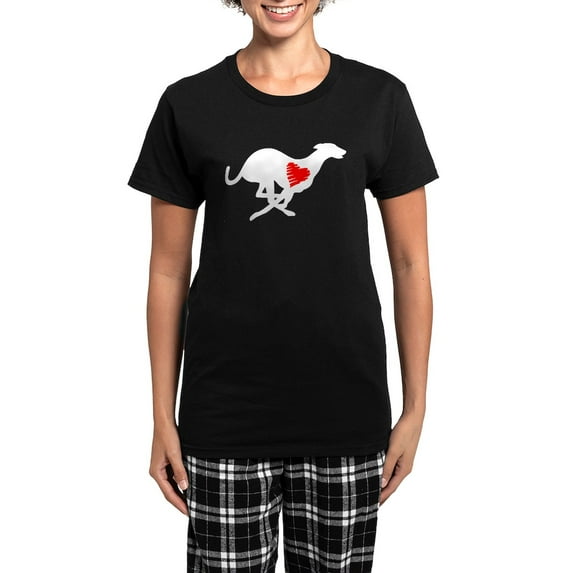 CafePress - Greyhound Hearthound Women's Dark Pajamas - Women's Short Sleeve Print T-Shirt and Pants Dark Cotton Pajama Set