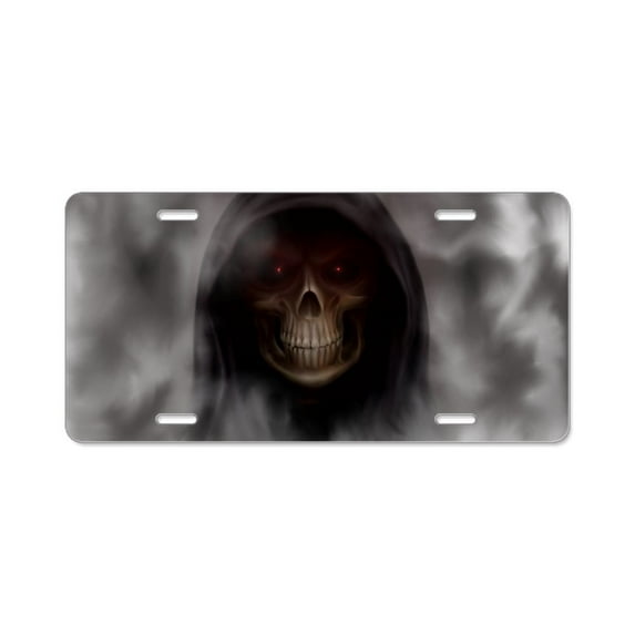 CafePress - Grim Reaper Red Eye LT - Aluminum License Plate, Front License Plate, Vanity Tag