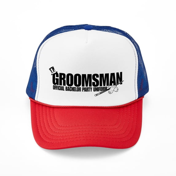 CafePress - Groomsman - Adjustable Unisex Printed Trucker Hat with Mesh Back
