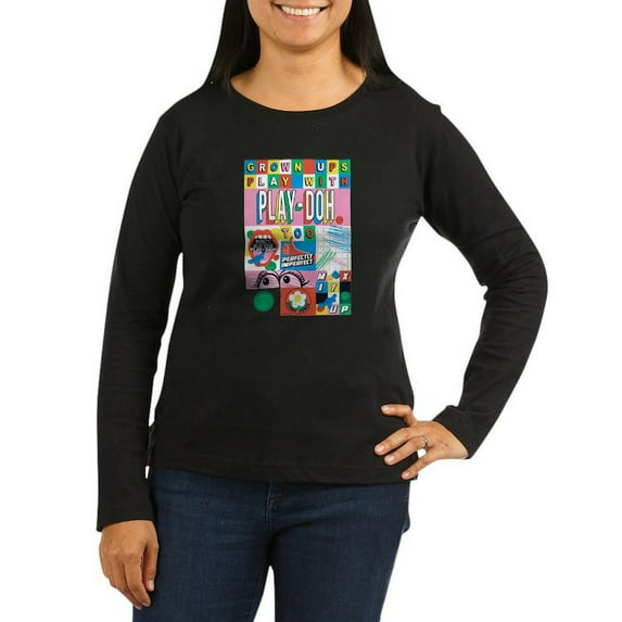 CafePress - Grown Ups Play With Play Doh Long Sleeve T Shirt - Women's Long Sleeve Graphic Tee Casual Fit