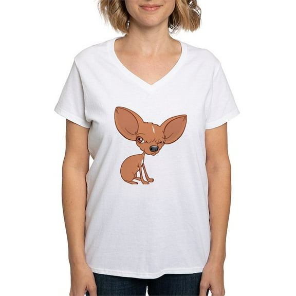 CafePress - Grumpy Chihuahua T Shirt - Womens Cotton V-Neck T-shirt