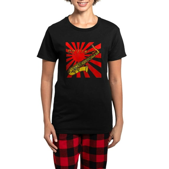 CafePress - Grunge Japan Sax Women's Dark Pajamas - Women's Short Sleeve Print T-Shirt and Pants Dark Cotton Pajama Set