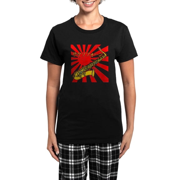 CafePress - Grunge Japan Sax Women's Dark Pajamas - Women's Short Sleeve Print T-Shirt and Pants Dark Cotton Pajama Set