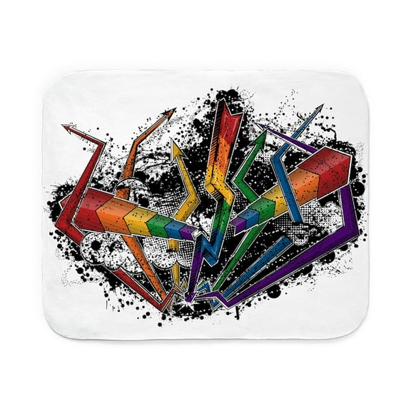 CafePress - Grunge LGBTQ Pride Graffiti Rainbow Lightning And - Sherpa Fleece Throw Blanket 60" x 50"
