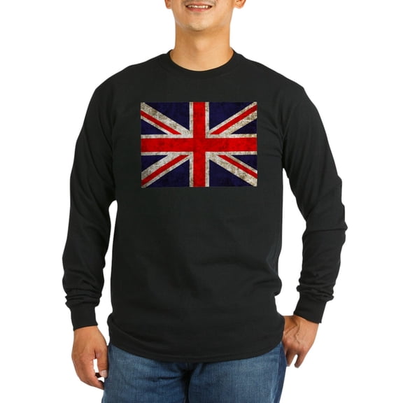 CafePress - Grunge UK Flag Long Sleeve Dark T Shirt - Long Sleeve Dark T-Shirt
