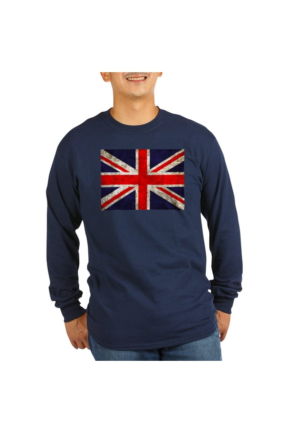 - Grunge UK Flag Long Sleeve Dark T Shirt - Long Sleeve Dark T-Shirt