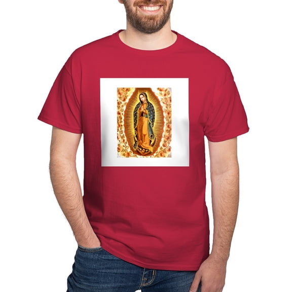 CafePress - Guadalupe With Roses Black T Shirt - Men's Classic Graphic Cotton T-Shirt