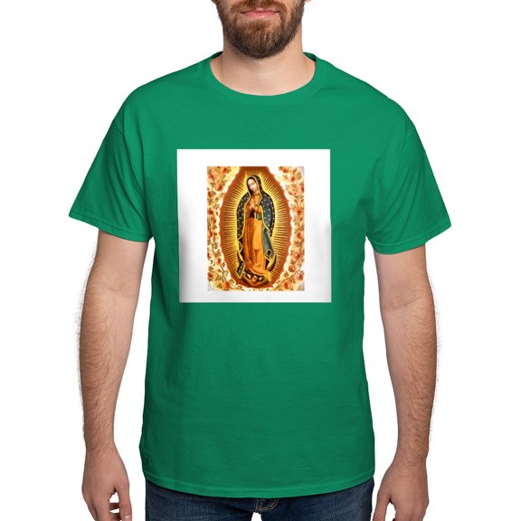 CafePress - Guadalupe With Roses Black T Shirt - Men's Classic Graphic Cotton T-Shirt