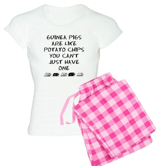 CafePress - Guinea Pigs Are Like Potato Chips Pajamas - Women's Short Sleeve Print T-Shirt and Pants Light Cotton Pajama Set