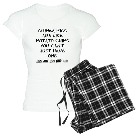 CafePress - Guinea Pigs Are Like Potato Chips Pajamas - Women's Short Sleeve Print T-Shirt and Pants Light Cotton Pajama Set