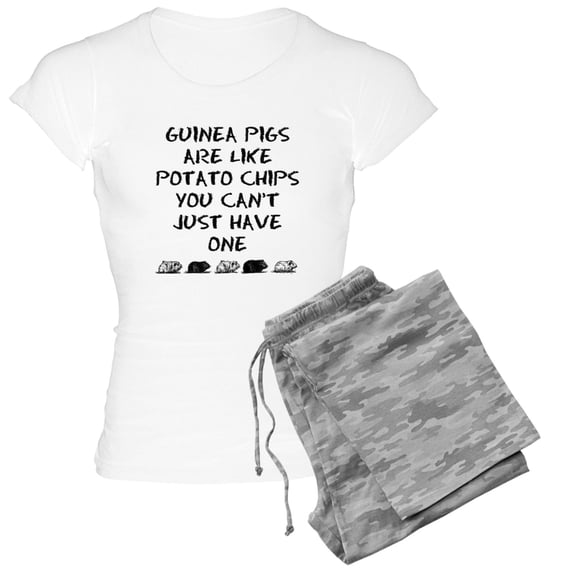 CafePress - Guinea Pigs Are Like Potato Chips Pajamas - Women's Short Sleeve Print T-Shirt and Pants Light Cotton Pajama Set