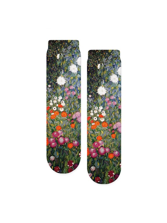 - Gustav Klimt Flower Garden - Unisex Novelty Printed Crew Adult Socks