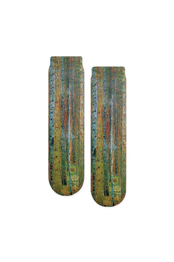 - Gustav Klimt Pine Forest - Unisex Novelty Printed Crew Adult Socks
