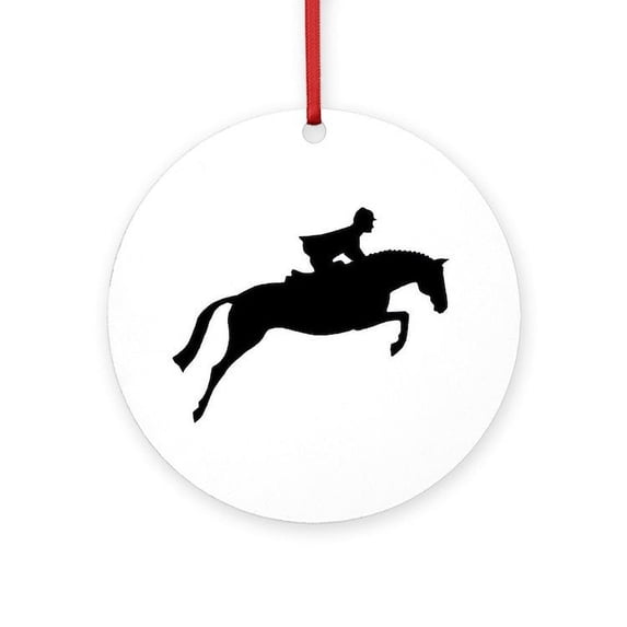 CafePress - H/J Horse & Rider - Round Wood Ornament 4"
