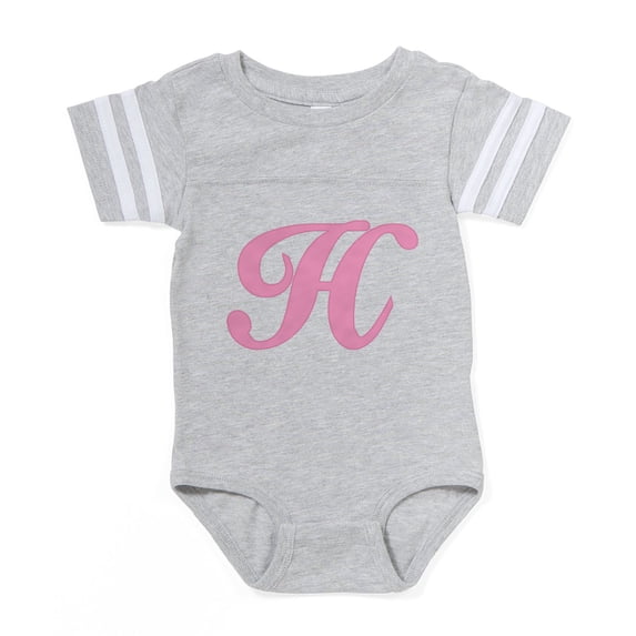 CafePress - H Pink Initial_Tr - Cute Infant Baby Football Bodysuit