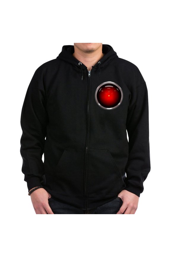 - HAL 9000 Eye Zip Hoodie (Dark) - Zip Hoodie, Classic Hooded Sweatshirt with Metal Zipper