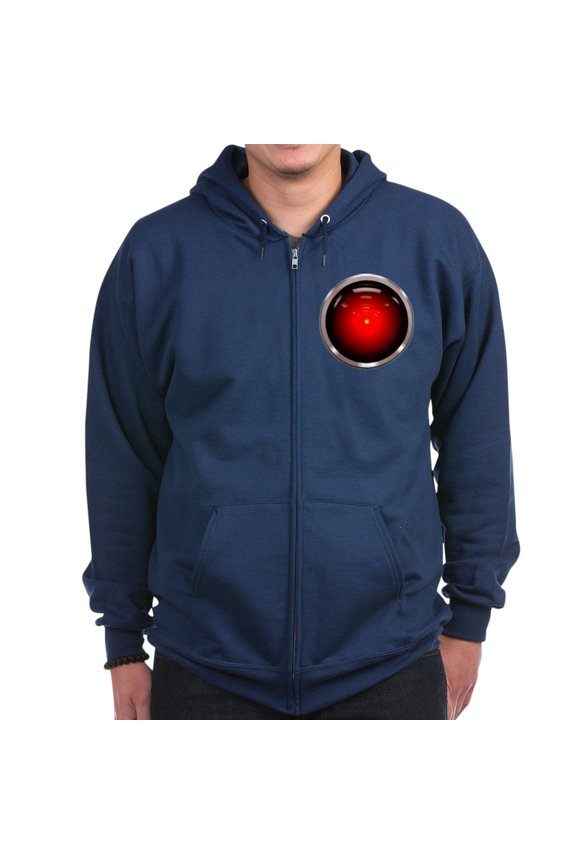 - HAL 9000 Eye Zip Hoodie (Dark) - Zip Hoodie, Classic Hooded Sweatshirt with Metal Zipper
