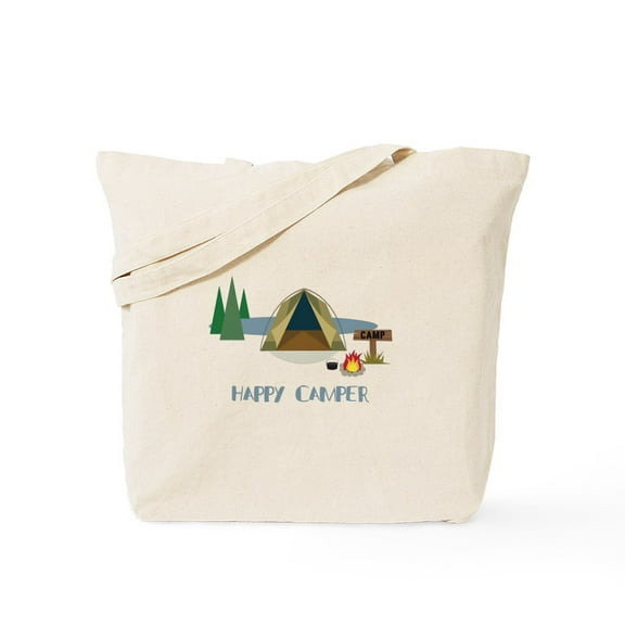 CafePress - HAPPY CAMPER Tote Bag - Unisex Canvas Tote Bag, Beige, 1-Piece