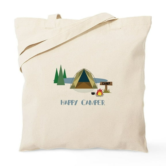 CafePress - HAPPY CAMPER Tote Bag - Unisex Canvas Tote Bag, Beige, 1-Piece