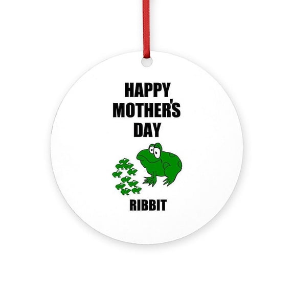 CafePress - HAPPY MOTHER's DAY (FROG LOOK) - Round Wood Ornament 4"