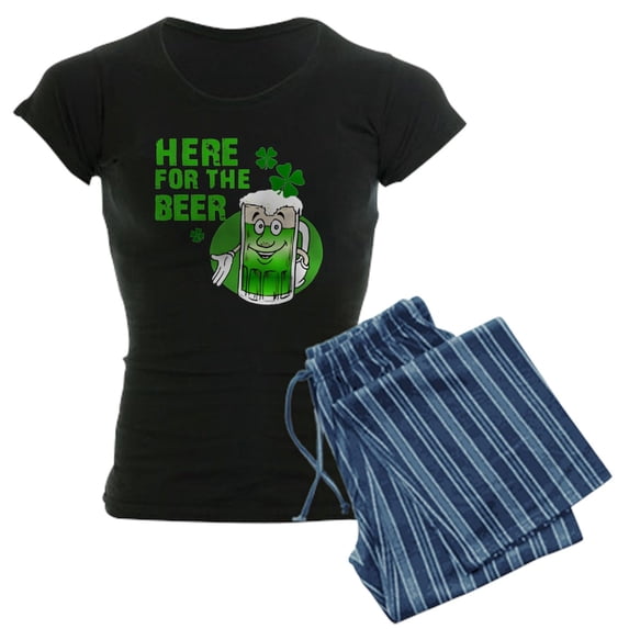 CafePress - HERE FOR THE BEER! Women's Dark Pajamas - Women's Short Sleeve Print T-Shirt and Pants Dark Cotton Pajama Set