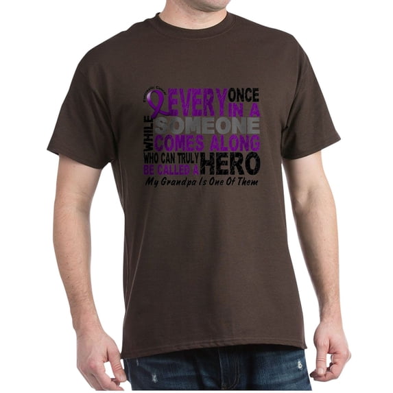 CafePress - HERO Comes Along 1 Grandpa PC Dark T Shirt - 100% Cotton T-Shirt