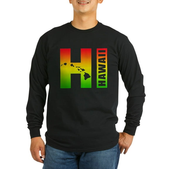 CafePress - HI Hawaii Rasta Surfer Long Sleeve Dark T Shirt - Long Sleeve Dark T-Shirt