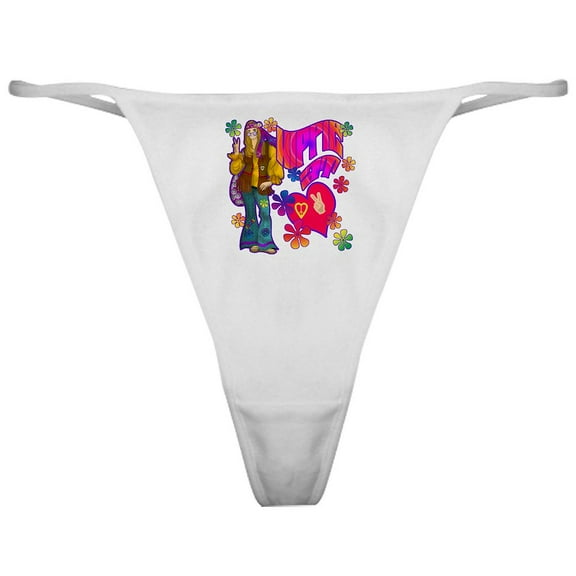 CafePress - HIPPIE AT HEART TEE Classic Thong - Women's Sexy Novelty Thong Panties Underwear