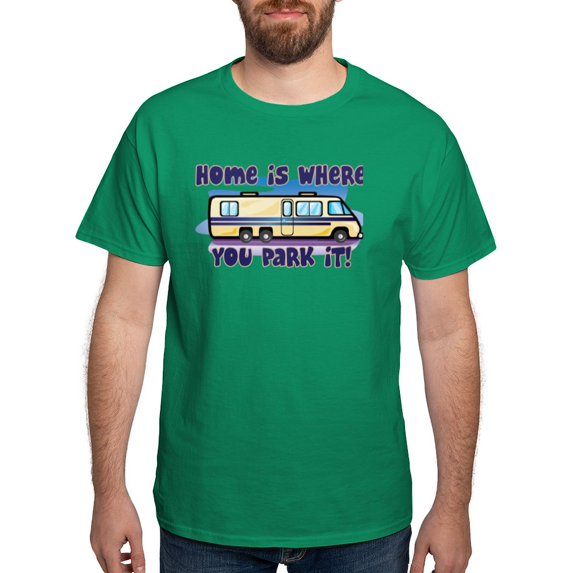 CafePress - HOME IS WHERE YOU PARK IT! Dark T Shirt - Men's Classic Graphic Cotton T-Shirt