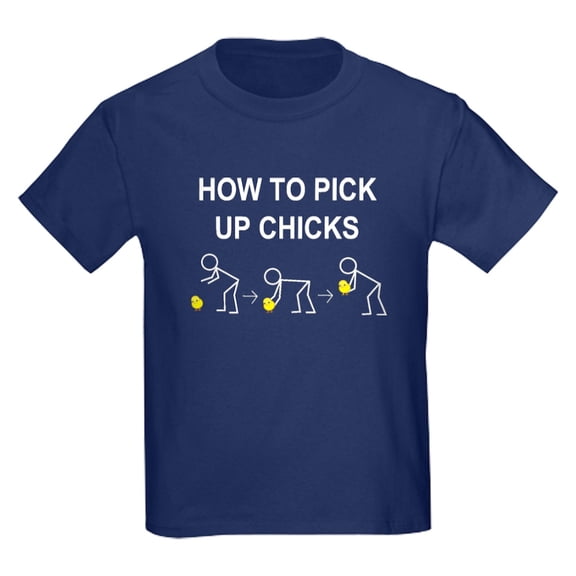 CafePress - HOW TO PICK UP CHICKS Kids Dark T Shirt - Dark T-Shirt Kids XS-XL