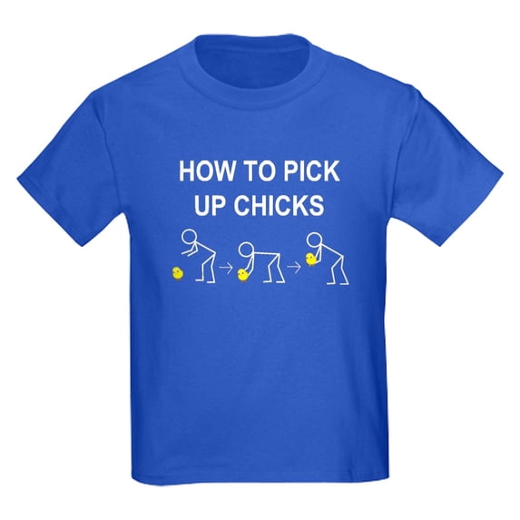 CafePress - HOW TO PICK UP CHICKS Kids Dark T Shirt - Dark T-Shirt Kids XS-XL