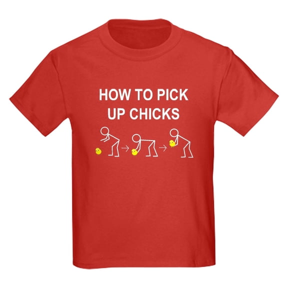 CafePress - HOW TO PICK UP CHICKS Kids Dark T Shirt - Dark T-Shirt Kids XS-XL