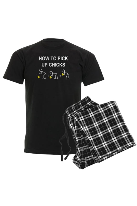 - HOW TO PICK UP CHICKS Men's Dark Pajamas - Men's Dark Loose Fit Cotton Pajama Set