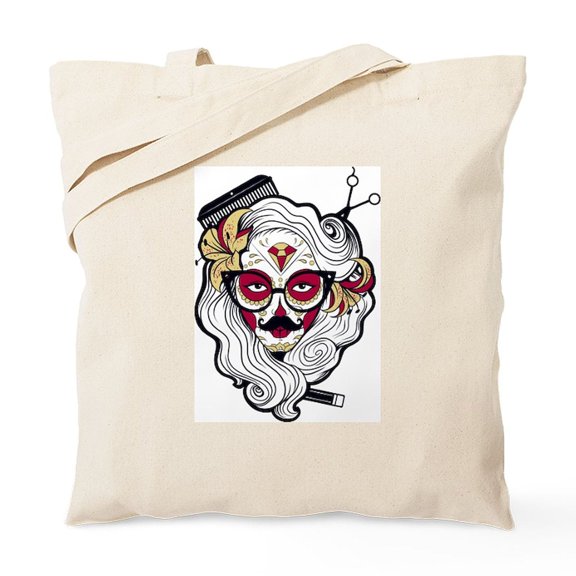 CafePress - Hairdresser Sugar Skull Tote Bag - Unisex Canvas Tote Bag, Beige, 1-Piece