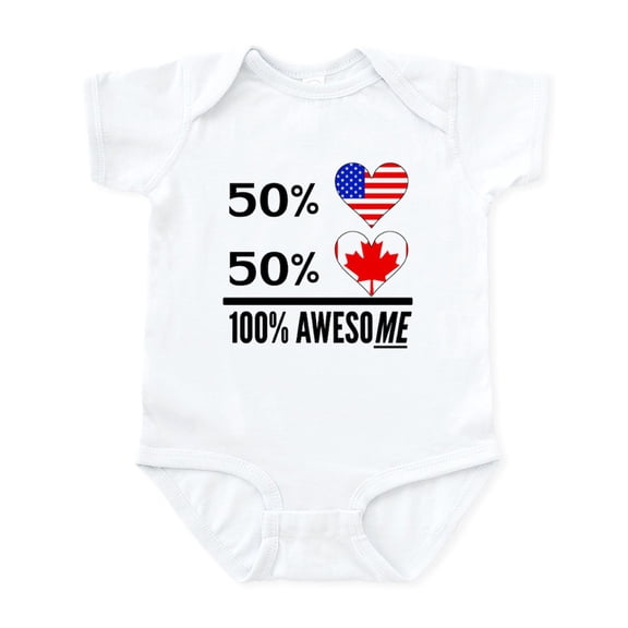 CafePress - Half American Half Canadian Body Suit - Baby Light Bodysuit, Size Newborn - 24 Months