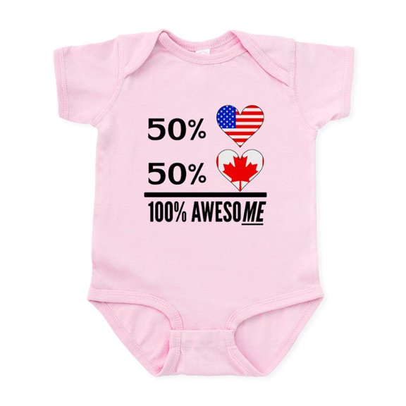 CafePress - Half American Half Canadian Body Suit - Baby Light Bodysuit, Size Newborn - 24 Months