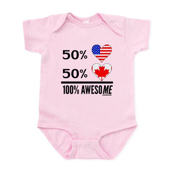 CafePress - Half American Half Canadian Body Suit - Baby Light Bodysuit, Size Newborn - 24 Months