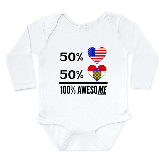 CafePress - Half American Half Croatian Body Suit - Long Sleeve Cotton Baby Bodysuit