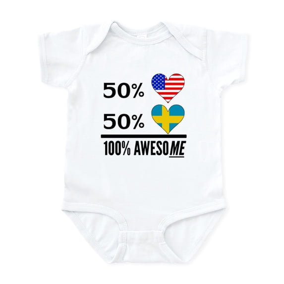 CafePress - Half American Half Swedish Body Suit - Baby Light Bodysuit, Size Newborn - 24 Months