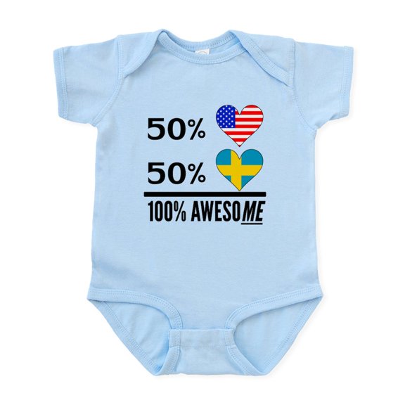 CafePress - Half American Half Swedish Body Suit - Baby Light Bodysuit, Size Newborn - 24 Months
