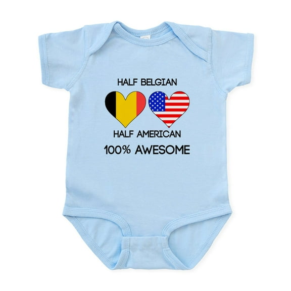 CafePress - Half Belgian Half American Body Suit - Baby Light Bodysuit, Size Newborn - 24 Months