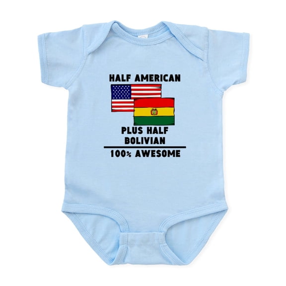 CafePress - Half Bolivian 100% Awesome Body Suit - Baby Light Bodysuit, Size Newborn - 24 Months