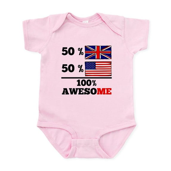 CafePress - Half British Half American Body Suit - Baby Light Bodysuit, Size Newborn - 24 Months