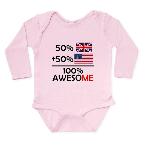 CafePress - Half British Half American Body Suit - Long Sleeve Cotton Baby Bodysuit